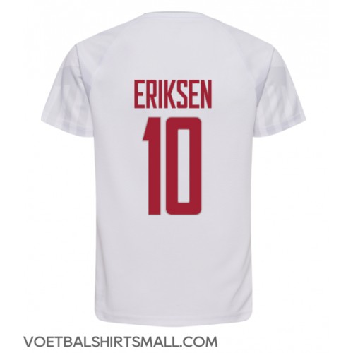 Denemarken Christian Eriksen #10 Voetbalkleding Uitshirt WK 2022 Korte Mouwen